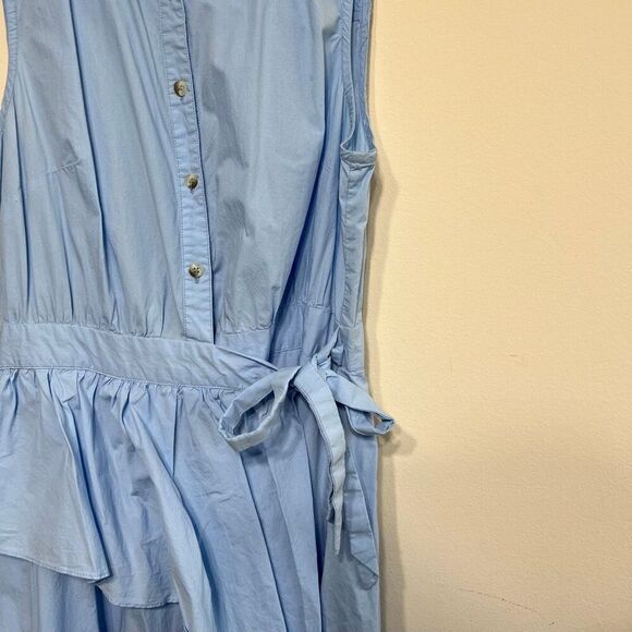 Anthropologie Maeve Blue Sleeveless Wrap Dress 10 Women - Picture 4 of 10
